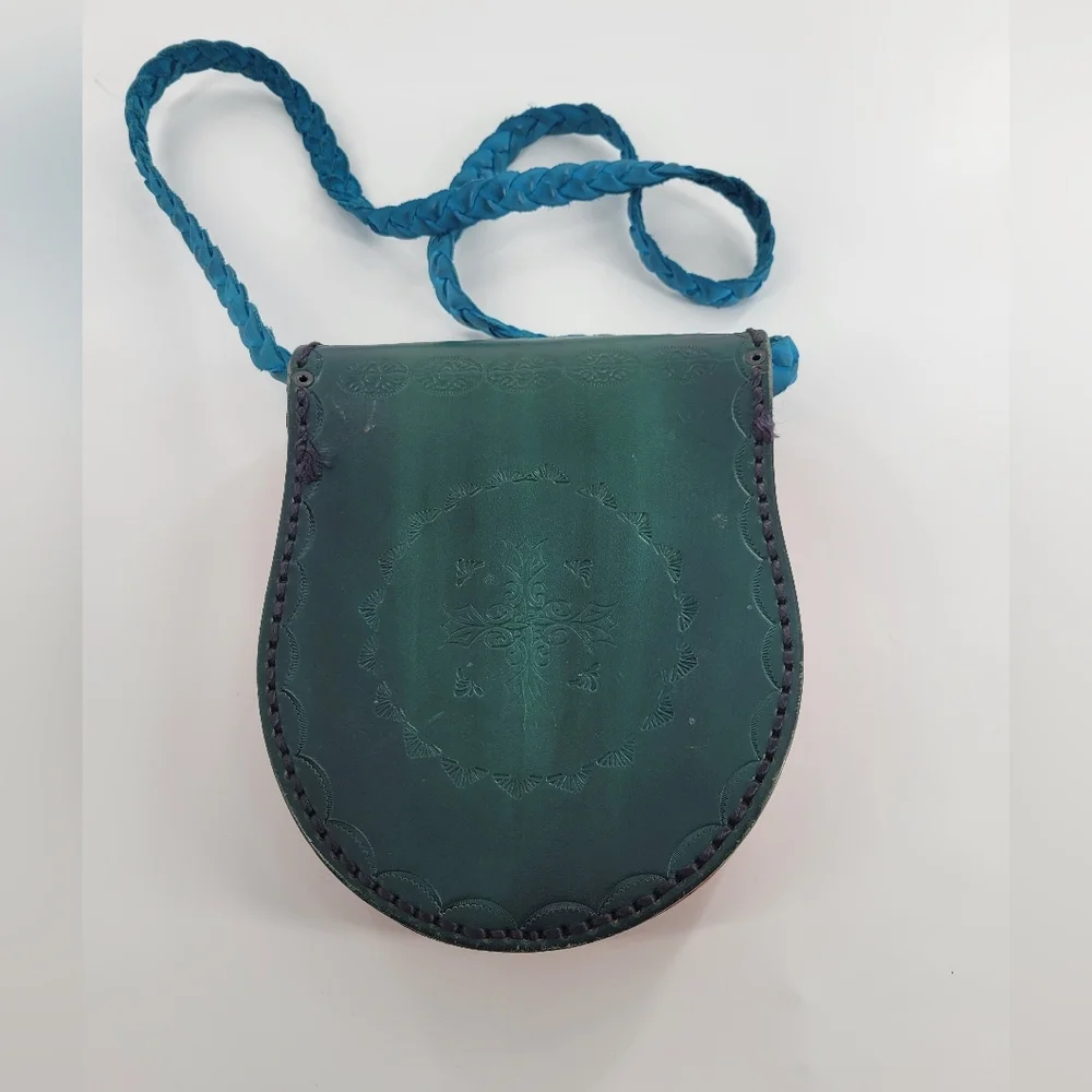WILDERNESS Multicolor Leather Crystal Gypsy Boho Hippie‎ Festival Crossbody Bag